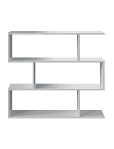 Loungitude Kafka A5 Étagère Basse de 3 Niveaux, Bois, Blanc Brillant, 110 x 25 x 97