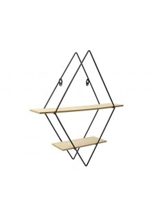 THE HOME DECO FACTORY Etagere murale losange en bois et metal - 40 x 10 x 46 cm - Noir et beige