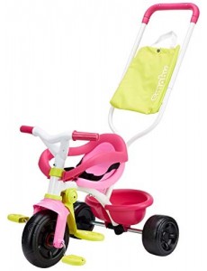 Smoby - Tricycle Be Fun Confort Rose - Vélo Enfant Dès 10 Mois - Evolutif - Canne Parentale avec Sacoche - Arceau de Sécurité