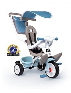 Smoby - Tricycle Baby Balade Plus Bleu - Vélo Evolutif Enfant Dès 10 Mois - Roues Silencieuses - Frein de Parking - 741400